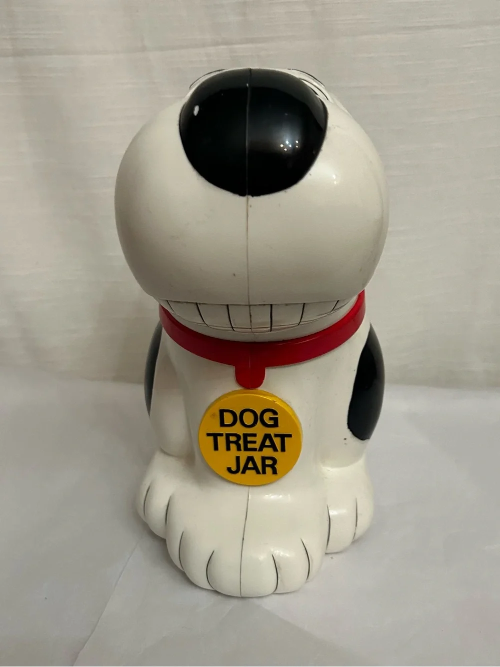 Vintage '90's White and Black Dog with Red Collar Cookie Jar